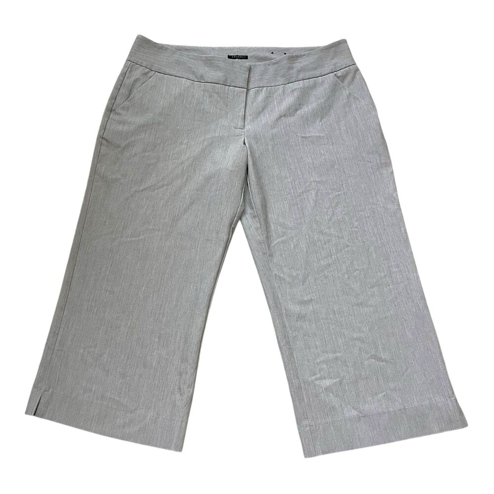 Maurice's Grey Crop Wide Leg Trousers Dress Pants Sz 13/14 Flat Front Pockets